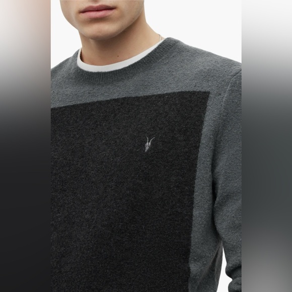 All Saints Lobke Gray and Black Men's Sweater - Picture 3 of 8
